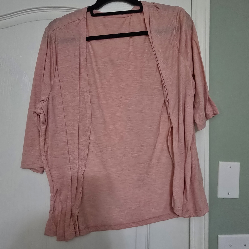 Pink Open Front Cardigan